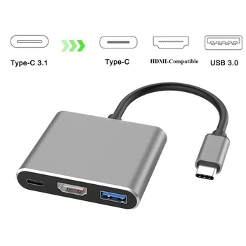 4k 1080p Typ C zu HDMI-kompatibel/USB 3.0/ Typ C 3 in 1 Kabel konverter Thunderbolt 3 Schalter