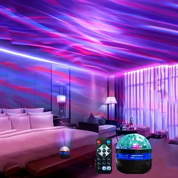USB-Galaxie-Projektor Aurora 5V Nachtlicht 360 ° rotierende GB bunte Nachtlichter mit Fernbedienung