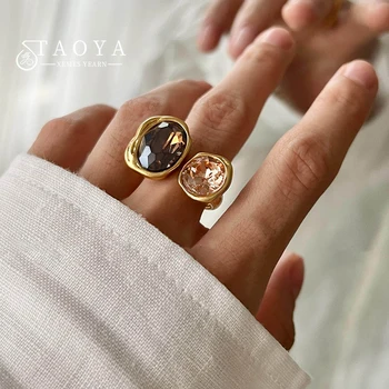 Europäische und amerikanische Retro-Metall-geometrische Strass-kontrastierende offene Ringe für trendigen
