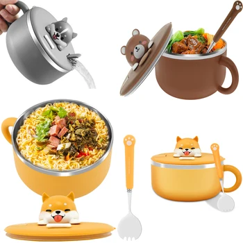 Ramen-Schüssel aus Edelstahl, Instant-Nudelschüssel, Herd, tragbare Abflussschüssel, Lunchbox