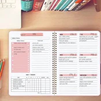 Spirale undatiert a5 wöchentliche Notizbuch Planer Agenda, Schreibwaren Büro Schul material, Rekord Tages plan
