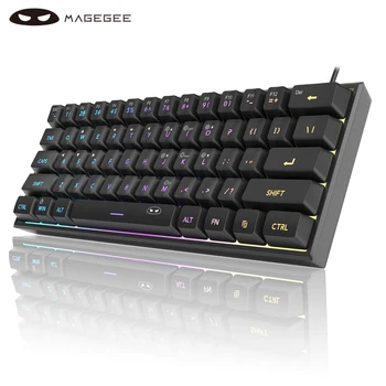 MageGee Mini 60 % Gaming-Tastatur, RGB-Hintergrundbeleuchtung, 61-Tasten-Ultrakompakt-Tastatur, TS91