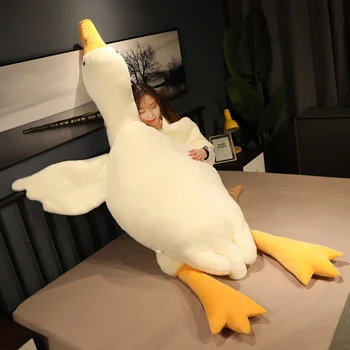 50-190 cm große braune Umarmung Stofftier Ente Kawaii Riesengans Plüschtier Schlafkissen Große weiche Puppe