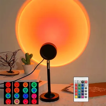 Sonnenuntergang-Projektionslicht mit Fernbedienung, 16 Farben, Ambiente-Nachtlicht, Schlafzimmerdekoration