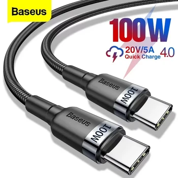 Baseus 100 W/5 A USB C auf USB Typ C Kabel für iPhone 17 16 PD Schnellladekabel für MacBook Samsung Xiaomi