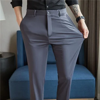 29-42 Herren Sommerhosen Dünne Gerade Stretch-Freizeithosen ohne Faltenbildung Bügelfrei Seidiger und Kühler