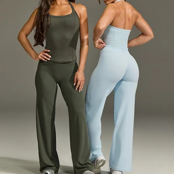 Ausgestellte Leggings Gerade Leggings für Damen Weite Hosen Yoga Atmungsaktive Fitnesskleidung Vielseitige