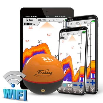 Erchang F68 WIFI Fischfinder 100M Drahtloses Fischerei-Echolot für See- und Meeresfischerei, kompatibel