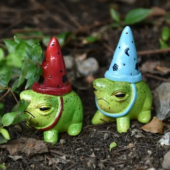Kreativer Partyhut, niedliche kleine Frosch-Statue, Garten, Hof, Kunsthandwerk, Dekoration, Geschenk