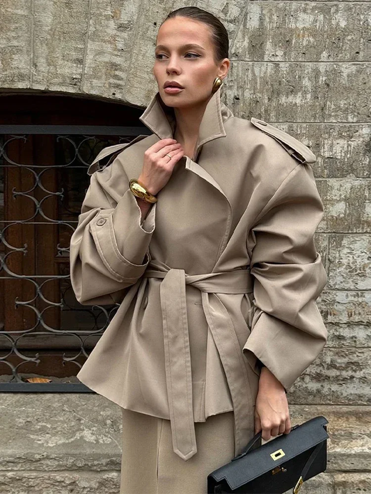 Dame Einfarbig Spitze Up Jacke Elegante Chic Lange Ärmeln – Bild 2