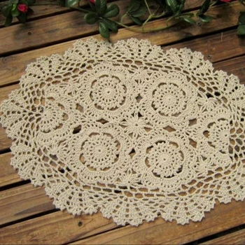 Vintage gehäkelte Deckchen, ovale Tischset, Shabby-Chic, gehäkeltes Tischset, handgefertigt