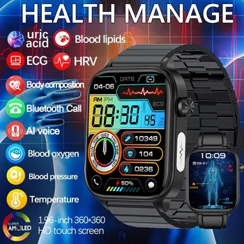 AI-Diagnose Blutfette Harnsäure Körpersammensetzung Test Smart Watch für Männer EKG + PPG Bluetooth Anruf