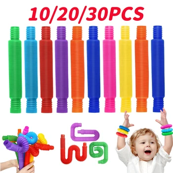 Bunte Teleskoprohren Zappeln Spielzeug Kunststoff Sensorische Pop Tubes Stress Relief Spielzeug Erwachsene