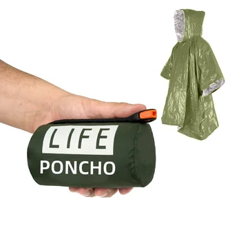 LIFE Poncho Notfall-Überlebens-Regenponcho, thermische Überlebensraumdecke, Regenmantel, wärmereflektierend