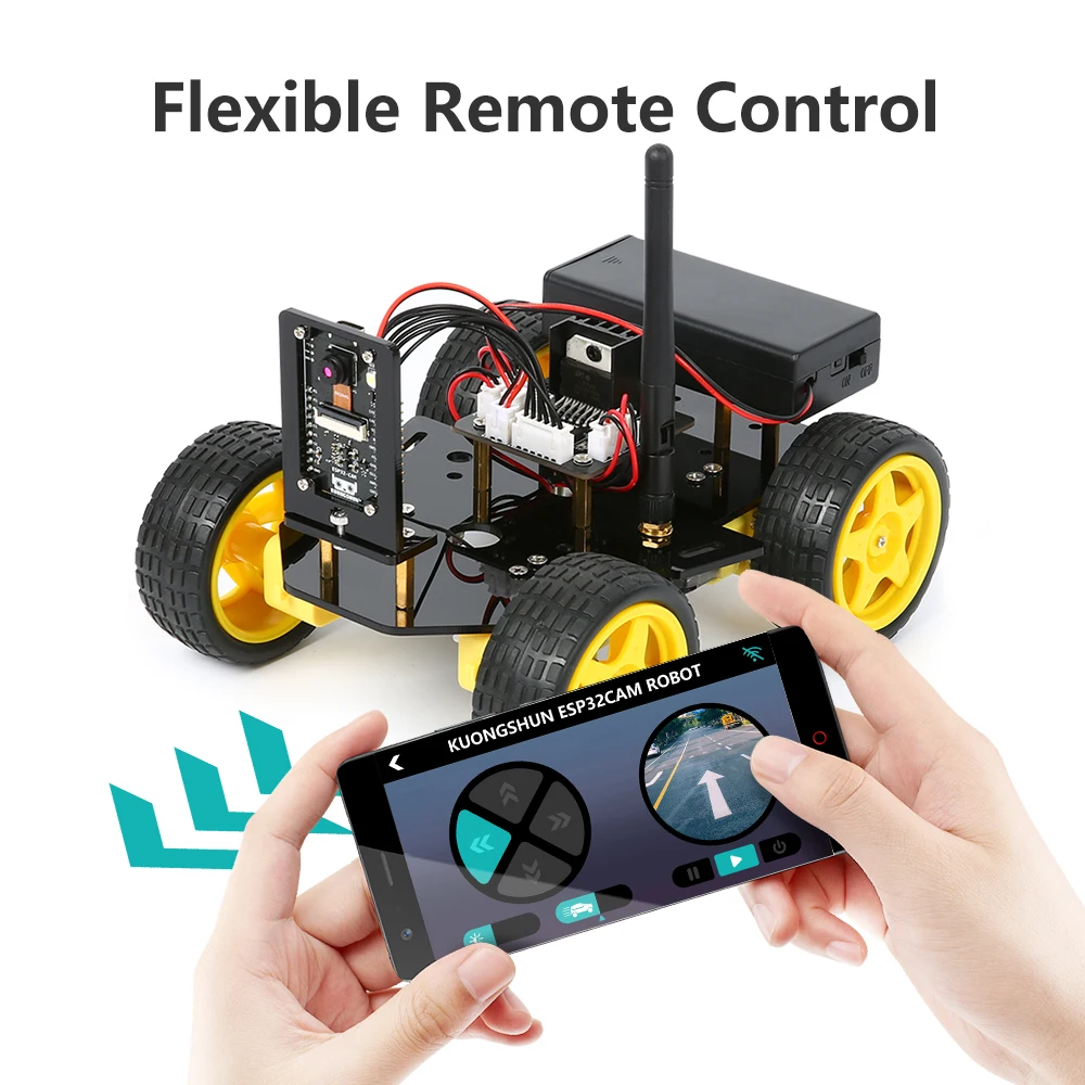 4WD Smart-Car-Roboter-Kit mit ESP32-Kamera, WLAN, Arduino – Bild 4