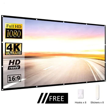60 84 100 120 150 Zoll Projektor Leinwand Tragbare Projektion Leinwand 16:9, Outdoor Film Bildschirm Für Reise