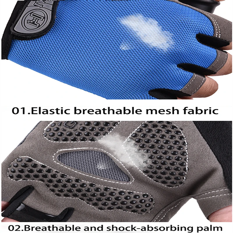 Männer Radfahren Fahrrad Handschuhe Halbe Finger Gym – Bild 2