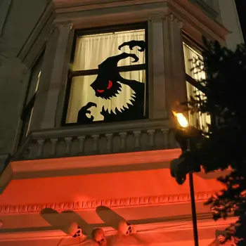 Halloween-Dekoration: Tür- und Fensteraufkleber, Skelett-Hand, Kürbis, DIY-Teufel, Hexenhut