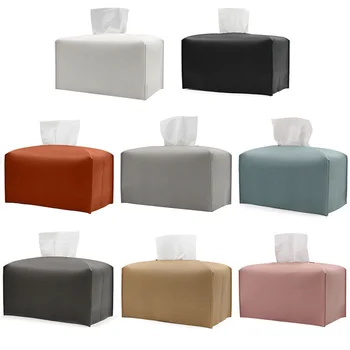 Taschentuchbox-Abdeckung, raffiniertes PU-Leder, faltbarer Taschentuchbox-Halter - dekorativer