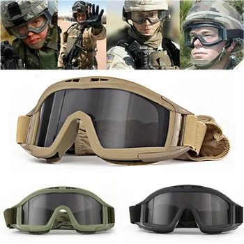 Airsoft Taktische Schutzbrille 3 Objektiv Winddicht Staubdicht Schießen Motocross Motorrad Bergsteigen Gläser