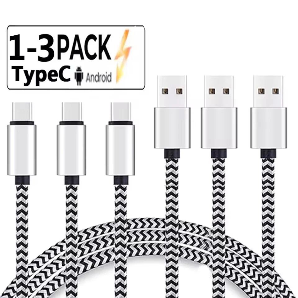 USB-C Ladekabel 2,4 A, Nylon geflochten