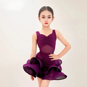 Kinder Professionelle Latin Dance Kleid Mädchen Tango Salsa Samba Ballroom Dance Performance Bühne Outfits
