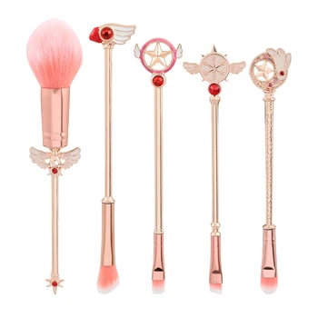 Make-up-Pinsel-Set mit Metallgriff, weich, flauschig, Anime Card Captor Sakura, Kosmetik (5 Stück)