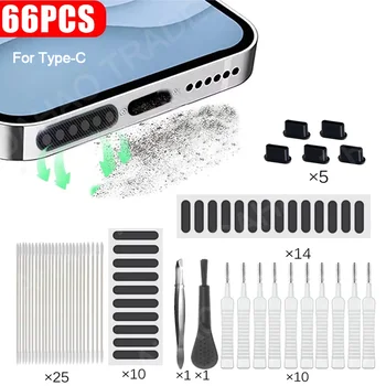 Handy Lautsprecher Lade Port Reinigung Set Staub Stecker für iPhone 16 15 14 Kopfhörer Sauber Kit (66 Stück)