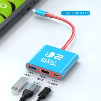 Dockingstation für Nintendo Switch 2,4K 60Hz TYPE-C Hub mit HDMI und USB-C 3.0 PD100W Charge Perfect