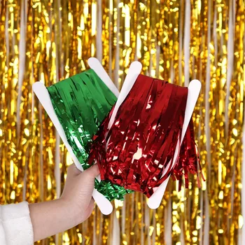 1*2M Party Hintergrund Metallic Folie Fringe Lametta Vorhang Erwachsene Geburtstag Party Hochzeit Decor Baby
