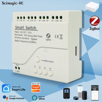 Zigbee eWelink Smart WLAN-Modul-Schalter 12V 24V 110V 220V RF 433 Fernbedienung 4-Kanal DIY-Relais Kompatibel