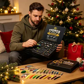 31-Tage-Adventskalender zum Angeln 2026, realistische künstliche Dekorationen, Angelzubehör