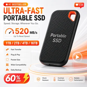 Kompakte Externe Festplatte 1TB 2TB Tragbare SSD USB3.1 Typ-C Backup-Speicher für Laptop MacOS Smartphone