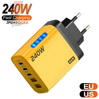 240W USB C Ladegerät Quick Charge QC 3.0 PD Schnellladung Typ C Telefon Ladegerät Adapter für iPhone Samsung