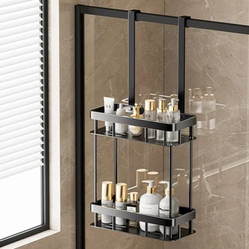 1/2 Etagen Badezimmer Schlagfreies Wandregal Duschraum über der Tür Toilettenartikel Organizer Badezimmer