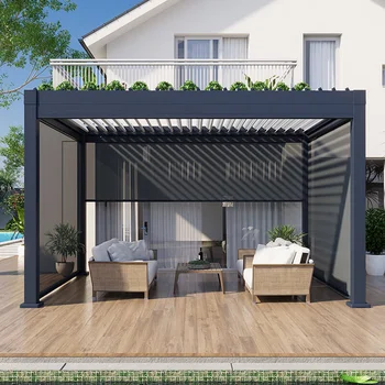 Aluminium-Gartenpavillon mit ausziehbarem, wasserdichtem Vordach und Dach für den Hinterhof