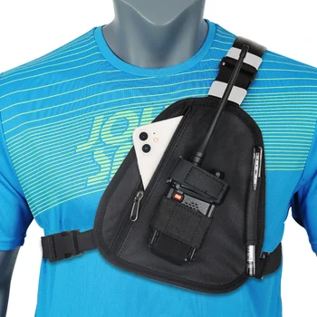 Walkie Talkie Brust Harness Schulter Radio Holster Pack Einstellbare Tasche Holster Für Baofeng UV-5R UV-21