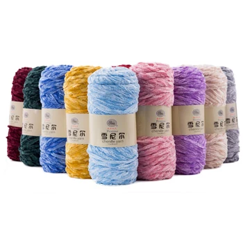 DIY 100 % Polyester-Samtharn, Amigurumi-Zubehör, Delphin-Baby-Plüschgarn, weiches Chenille-Garn zum Stricken