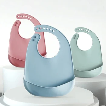 Baby-Lätzchen, verstellbar, wasserdicht, weiches, essbares Silikon, für Neugeborene, Speicheltuch