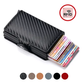 RFID Männer Karte Brieftaschen Kohle faser schlanke Mini Brieftasche 14 Karten halter kleine Geld tasche