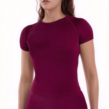 NCLAGEN Sportshirt Damen Fitness Impact Kurzarm Top Gym Workout Yoga Bluse Schnell trocknend Atmungsaktives