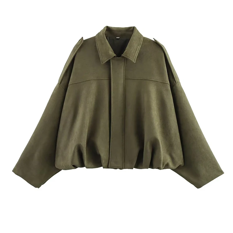 YENKYE Neue 2025, Frauen Wildleder Strukturierte Bomber Jacke – Bild 4