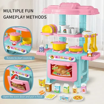 Mini Küche Zähler Spielen Set DIY Simulierte Kochen Lebensmittel Geschirr Spielen Haus Rolle Spielen Pretend