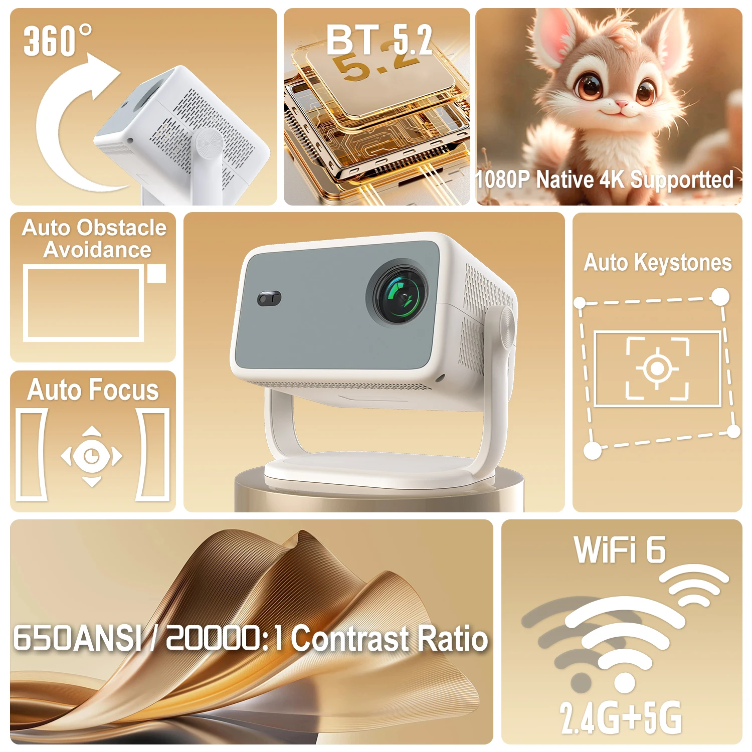 Velec Beam Projektor TP350 Native 1080P 4K Full HD BT – Bild 2