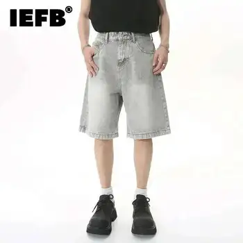 IEFB Sommer männer Casual Jeans Shorts Lose Mid Hohe Taille Mode Knie Länge Denim Kurze Hosen Vintage
