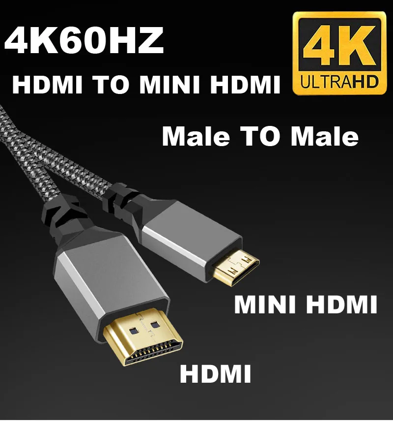 Nylon MINI HDMI zu HDMI Kabel HDMI2.0 MINIHDMI Stecker A – Bild 2