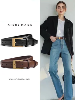Damengürtel, modisch, Dornschließe-Gürtel, echter Luxus, weicher PU-Ledergürtel, Damenpaar mit Hosen, Jeans