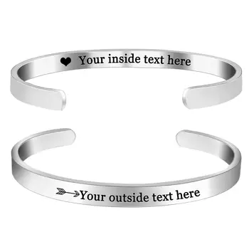 5mm Gebürstet Matte Personalisierte Armbänder für Frauen Liebhaber Doppel Seite Gravierte Benutzerdefinierte